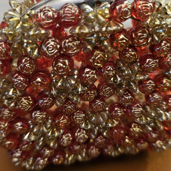 Vintage 1980's Hand Made Miniture Rose Beaded Coin Purse | Size Mini - Picture 7 of 8